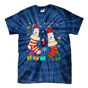 Christmas Socks Pajama Samoyed Dog Puppy Lover Tie-Dye T-Shirt