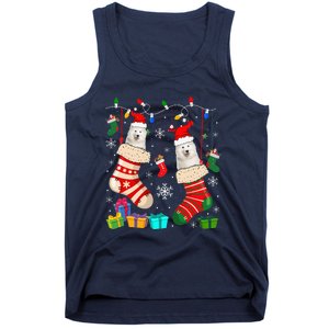 Christmas Socks Pajama Samoyed Dog Puppy Lover Tank Top