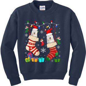 Christmas Socks Pajama Samoyed Dog Puppy Lover Kids Sweatshirt