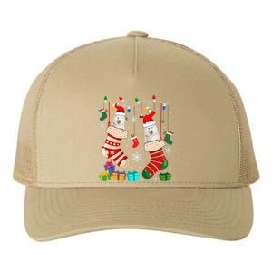 Christmas Socks Pajama Samoyed Dog Puppy Lover Yupoong Adult 5-Panel Trucker Hat