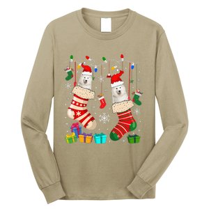 Christmas Socks Pajama Samoyed Dog Puppy Lover Long Sleeve Shirt