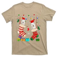 Christmas Socks Pajama Samoyed Dog Puppy Lover T-Shirt