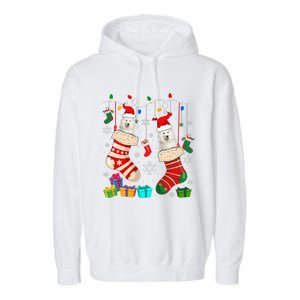 Christmas Socks Pajama Samoyed Dog Puppy Lover Garment-Dyed Fleece Hoodie