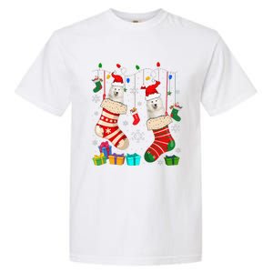 Christmas Socks Pajama Samoyed Dog Puppy Lover Garment-Dyed Heavyweight T-Shirt