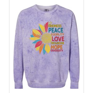 Colorful Sunflower Peace Love Inclusion Equality Diversity Gift Colorblast Crewneck Sweatshirt