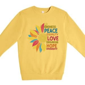 Colorful Sunflower Peace Love Inclusion Equality Diversity Gift Premium Crewneck Sweatshirt