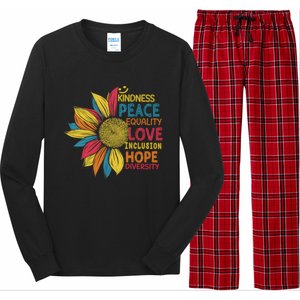 Colorful Sunflower Peace Love Inclusion Equality Diversity Gift Long Sleeve Pajama Set