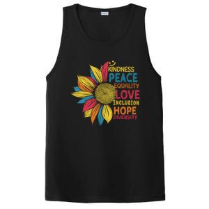 Colorful Sunflower Peace Love Inclusion Equality Diversity Gift PosiCharge Competitor Tank