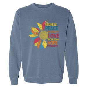 Colorful Sunflower Peace Love Inclusion Equality Diversity Gift Garment-Dyed Sweatshirt