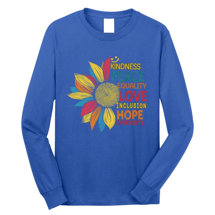 Colorful Sunflower Peace Love Inclusion Equality Diversity Gift Long Sleeve Shirt