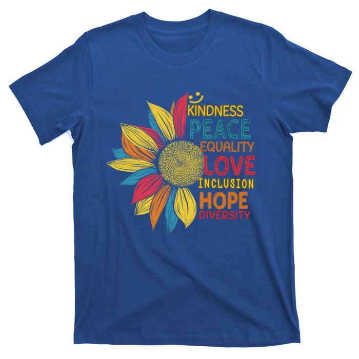 Colorful Sunflower Peace Love Inclusion Equality Diversity Gift T-Shirt