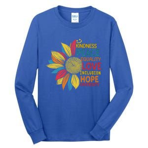 Colorful Sunflower Peace Love Inclusion Equality Diversity Gift Tall Long Sleeve T-Shirt