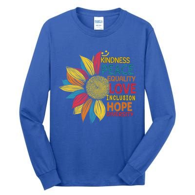Colorful Sunflower Peace Love Inclusion Equality Diversity Gift Tall Long Sleeve T-Shirt
