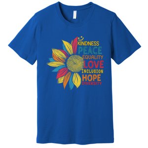 Colorful Sunflower Peace Love Inclusion Equality Diversity Gift Premium T-Shirt