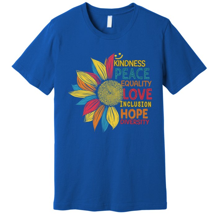 Colorful Sunflower Peace Love Inclusion Equality Diversity Gift Premium T-Shirt