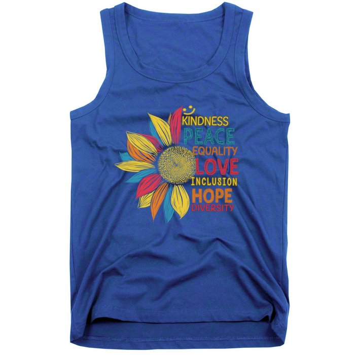 Colorful Sunflower Peace Love Inclusion Equality Diversity Gift Tank Top