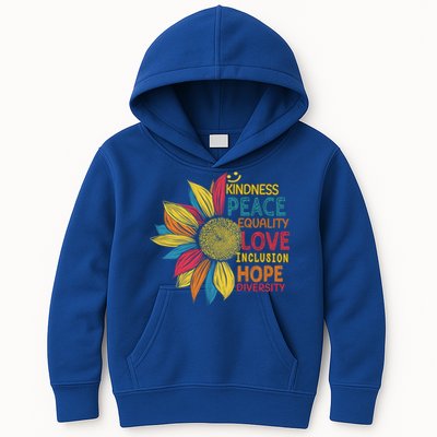 Colorful Sunflower Peace Love Inclusion Equality Diversity Gift Kids Hoodie