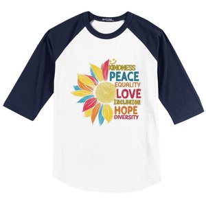 Colorful Sunflower Peace Love Inclusion Equality Diversity Gift Baseball Sleeve Shirt