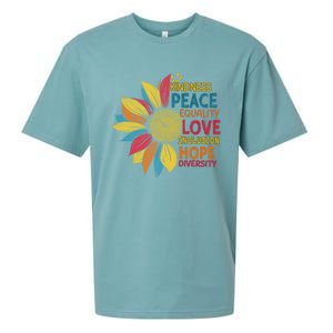 Colorful Sunflower Peace Love Inclusion Equality Diversity Gift Sueded Cloud Jersey T-Shirt