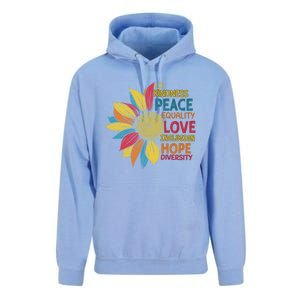 Colorful Sunflower Peace Love Inclusion Equality Diversity Gift Unisex Surf Hoodie