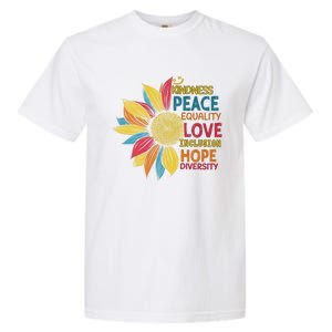 Colorful Sunflower Peace Love Inclusion Equality Diversity Gift Garment-Dyed Heavyweight T-Shirt