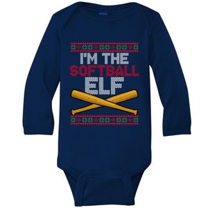 Christmas Softball Player Santa Claus Xmas Day Sport Meaningful Gift Baby Long Sleeve Bodysuit