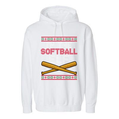 Christmas Softball Player Santa Claus Xmas Day Sport Meaningful Gift Garment-Dyed Fleece Hoodie