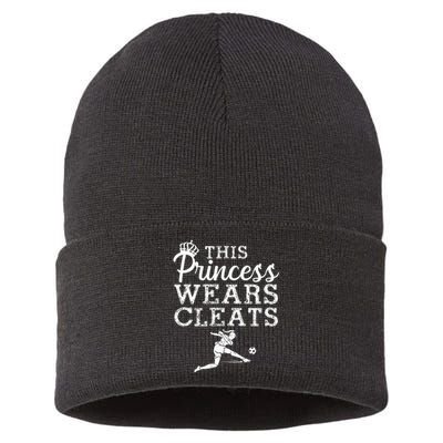 Cool Soccer Princess Wears Cleats Football Sustainable Knit Beanie