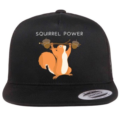 Cute Squirrel Power Flat Bill Trucker Hat