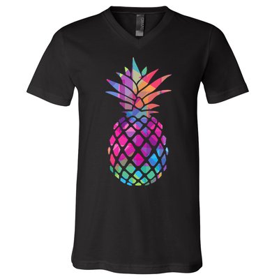 Colorful Simple Pineapple V-Neck T-Shirt
