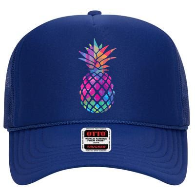 Colorful Simple Pineapple High Crown Mesh Back Trucker Hat