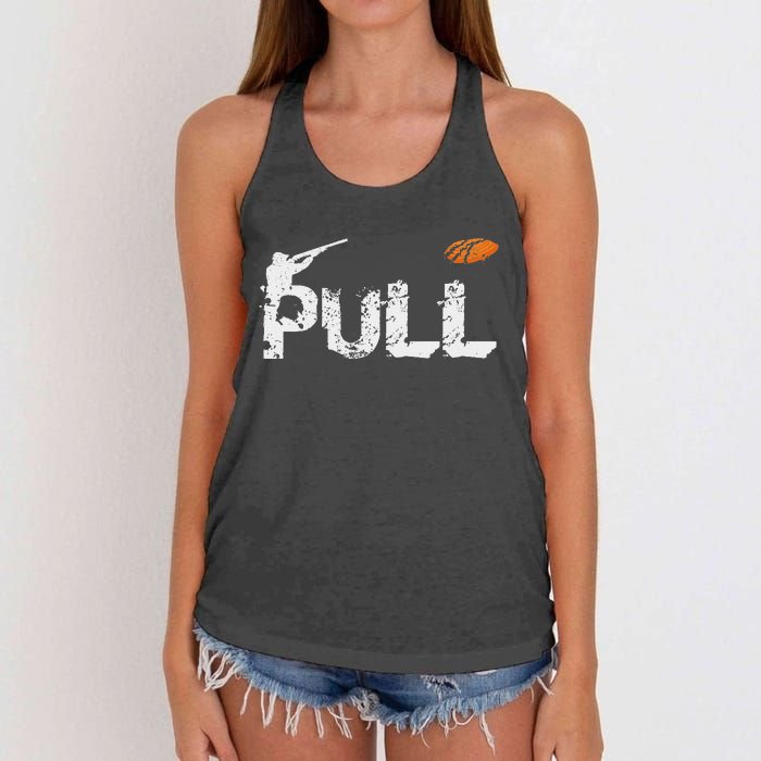 Clay Skeet Pigeon Shooting Pull Clay Bird Hunter Sports Women's Knotted Racerback Tank