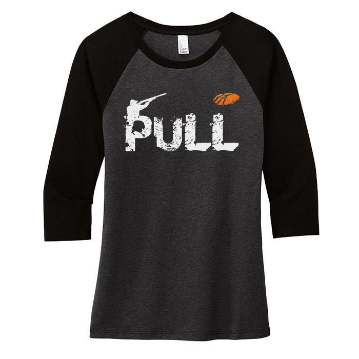 Clay Skeet Pigeon Shooting Pull Clay Bird Hunter Sports Women's Tri-Blend 3/4-Sleeve Raglan Shirt