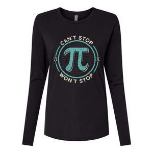 Can't Stop Pi Won't Stop Math Pi Day Funny Maths Club Womens Cotton Relaxed Long Sleeve T-Shirt