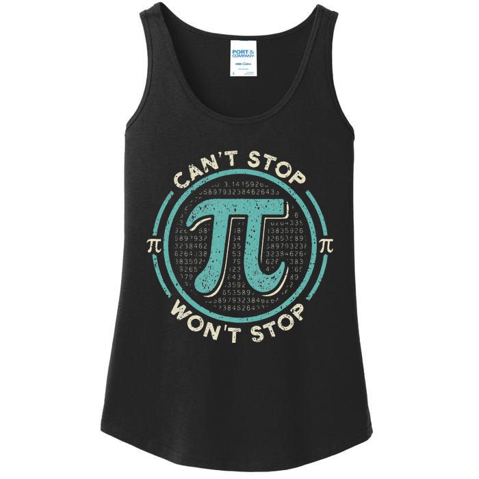 Can't Stop Pi Won't Stop Math Pi Day Funny Maths Club Ladies Essential Tank