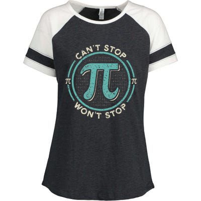 Can't Stop Pi Won't Stop Math Pi Day Funny Maths Club Enza Ladies Jersey Colorblock Tee