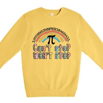 Can't Stop Pi Won't Stop Leopard Pi Day Math Lover Premium Crewneck Sweatshirt