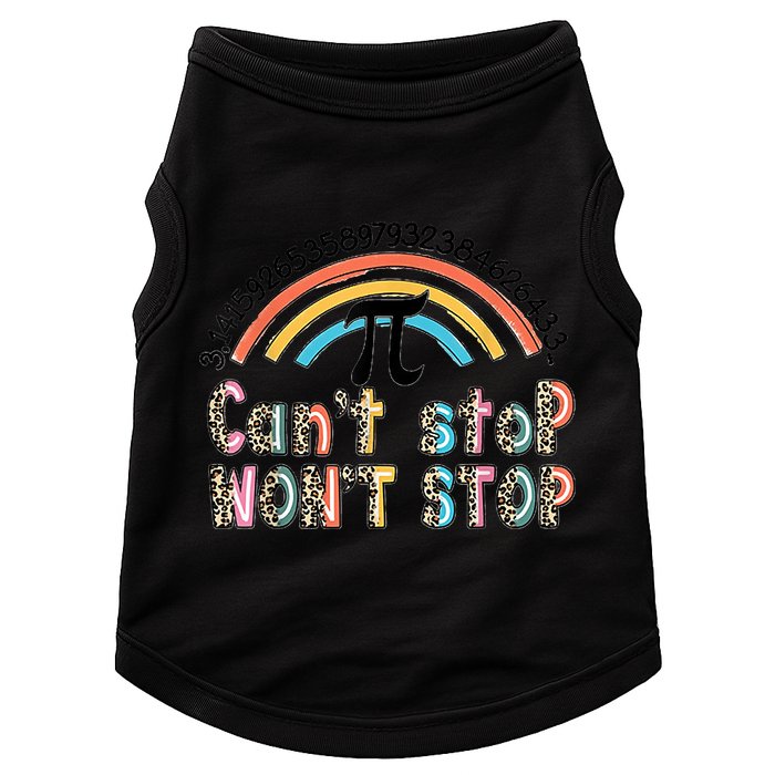 Can't Stop Pi Won't Stop Leopard Pi Day Math Lover Doggie Tank