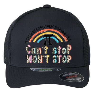 Can't Stop Pi Won't Stop Leopard Pi Day Math Lover Flexfit Unipanel Trucker Cap