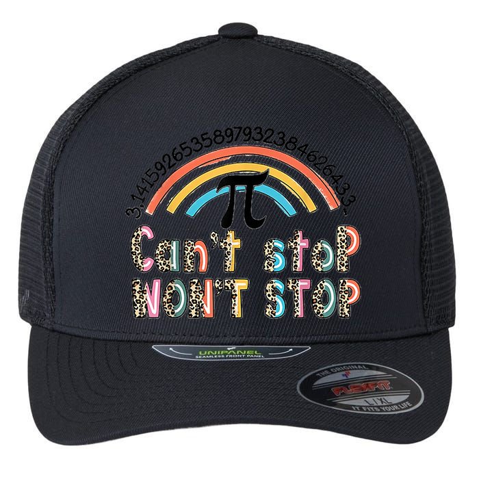Can't Stop Pi Won't Stop Leopard Pi Day Math Lover Flexfit Unipanel Trucker Cap