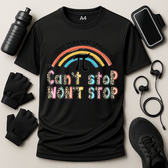 Can't Stop Pi Won't Stop Leopard Pi Day Math Lover Performance Shirt