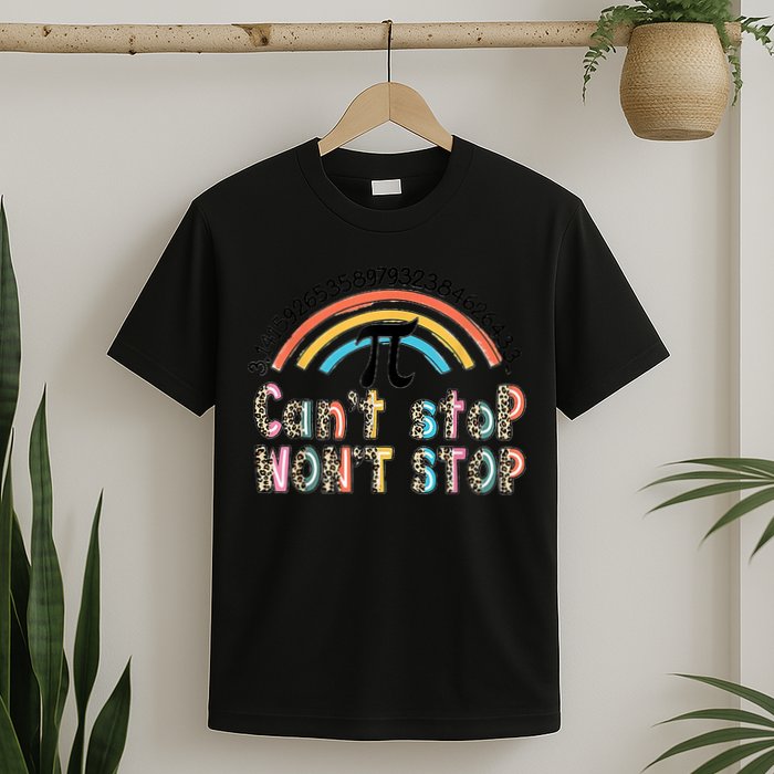 Can't Stop Pi Won't Stop Leopard Pi Day Math Lover T-Shirt