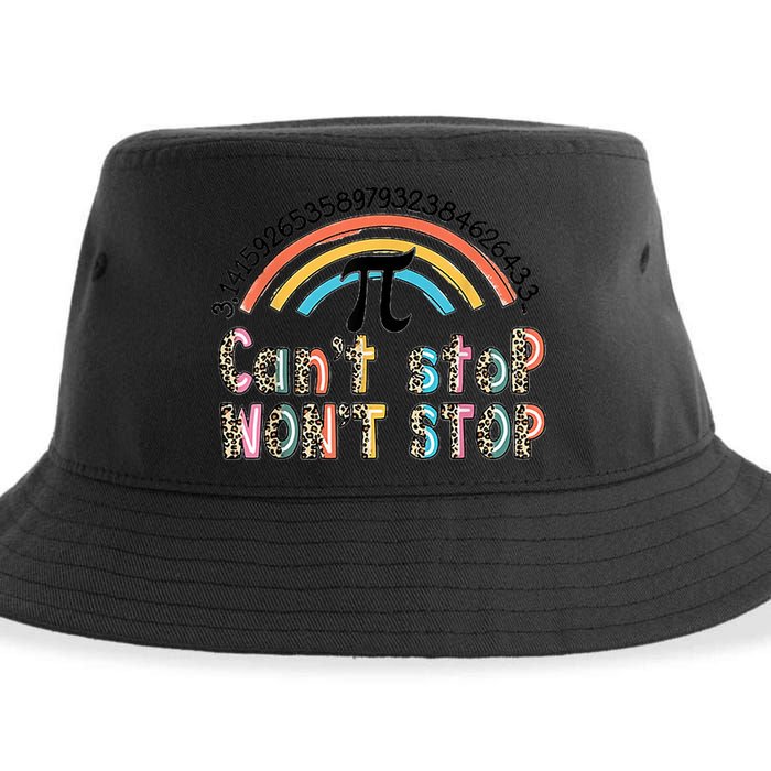 Can't Stop Pi Won't Stop Leopard Pi Day Math Lover Sustainable Bucket Hat