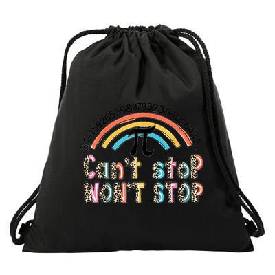 Can't Stop Pi Won't Stop Leopard Pi Day Math Lover Drawstring Bag