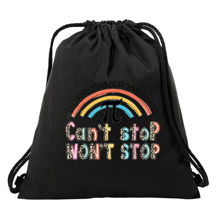 Can't Stop Pi Won't Stop Leopard Pi Day Math Lover Drawstring Bag