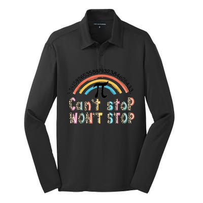 Can't Stop Pi Won't Stop Leopard Pi Day Math Lover Silk Touch Performance Long Sleeve Polo