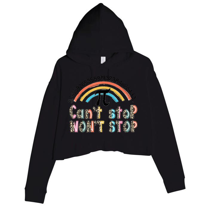 Can't Stop Pi Won't Stop Leopard Pi Day Math Lover Crop Fleece Hoodie