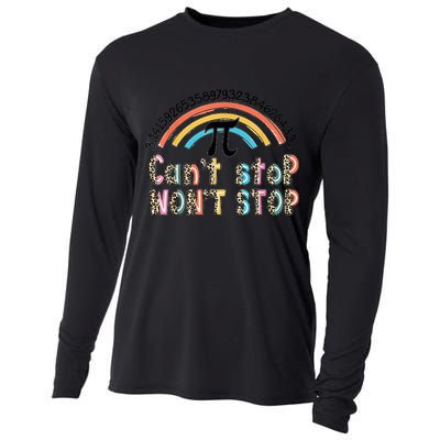 Can't Stop Pi Won't Stop Leopard Pi Day Math Lover Cooling Performance Long Sleeve Crew