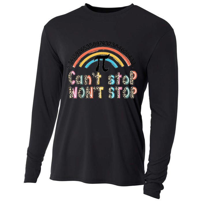 Can't Stop Pi Won't Stop Leopard Pi Day Math Lover Cooling Performance Long Sleeve Crew