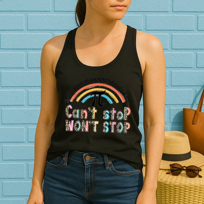 Can't Stop Pi Won't Stop Leopard Pi Day Math Lover Womens Tank Top